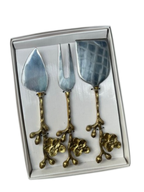 Set Cuchillo queso ref flor dorada