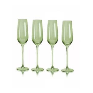 Copas Champaña Verde Set x 4